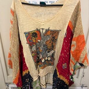Artistic Beige and Red Women's Tunic